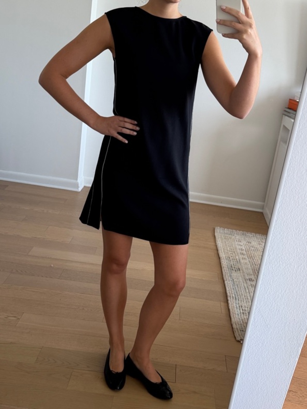 THEORY Classic Black Sleeveless Shift Dress